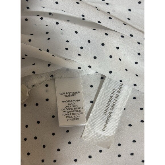 Ann Taylor LOFT Woman’s White Blouse w Black Polka Dots Medium - Picture 10 of 10